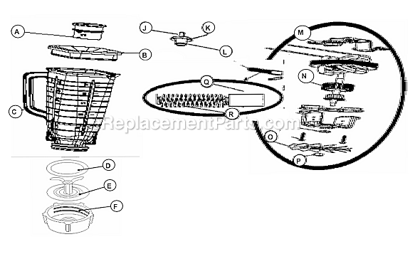 Page A Diagram and Parts List for 4258-022  Oster Blender