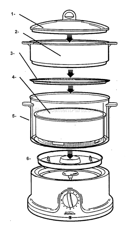 Page A Diagram and Parts List for 4713  Oster Rice Cooker Steamer