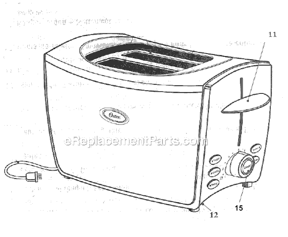 Page A Diagram and Parts List for 6180  Oster Toaster