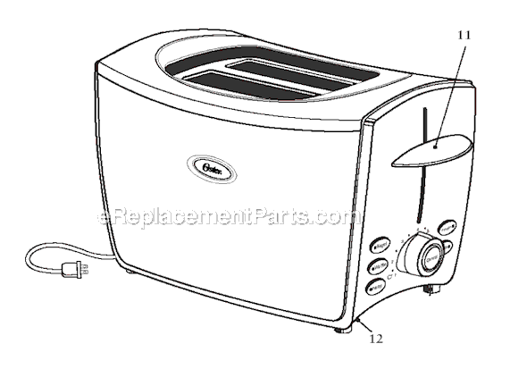 Page A Diagram and Parts List for 6181  Oster Toaster
