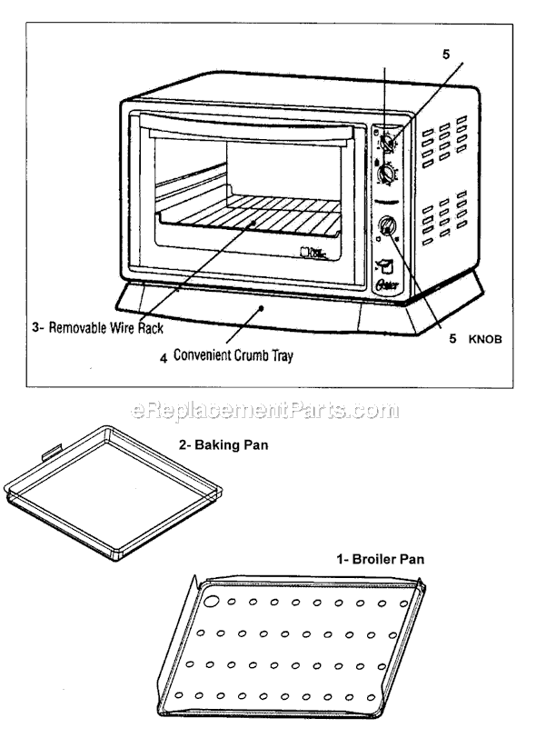 Page A Diagram and Parts List for 6205  Oster Toaster