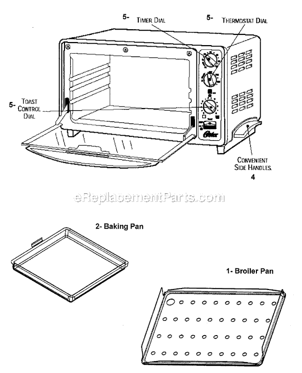 Page A Diagram and Parts List for 6210  Oster Toaster
