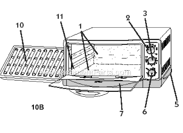 Page A Diagram and Parts List for 6290  Oster Toaster