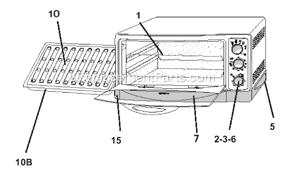 Page A Diagram and Parts List for 6291  Oster Toaster
