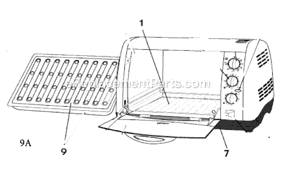 Page A Diagram and Parts List for 6323  Oster Toaster