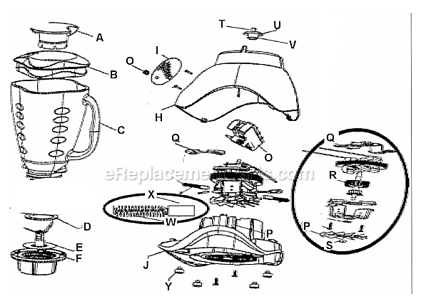 Page A Diagram and Parts List for 6606  Oster Blender