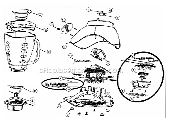 Page A Diagram and Parts List for 6607  Oster Blender