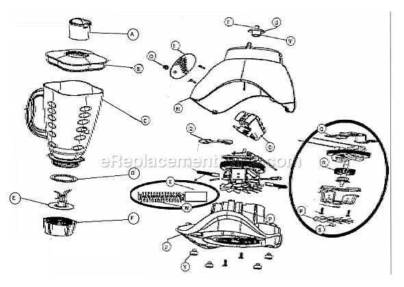 Page A Diagram and Parts List for 6629  Oster Blender