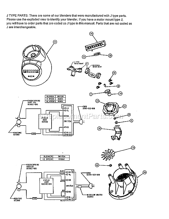 Page A Diagram and Parts List for 6653  Oster Blender