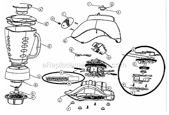 Page A Diagram and Parts List for 6694-015  Oster Blender