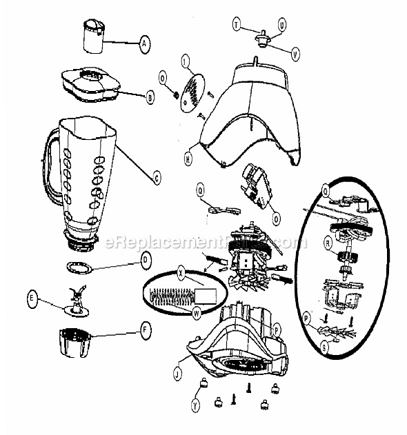 Page A Diagram and Parts List for 6697-022  Oster Blender