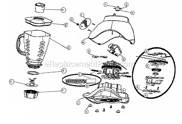 Page A Diagram and Parts List for 6698-015  Oster Blender