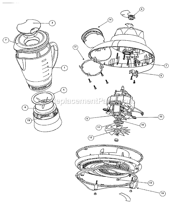 Page A Diagram and Parts List for 6712  Oster Blender