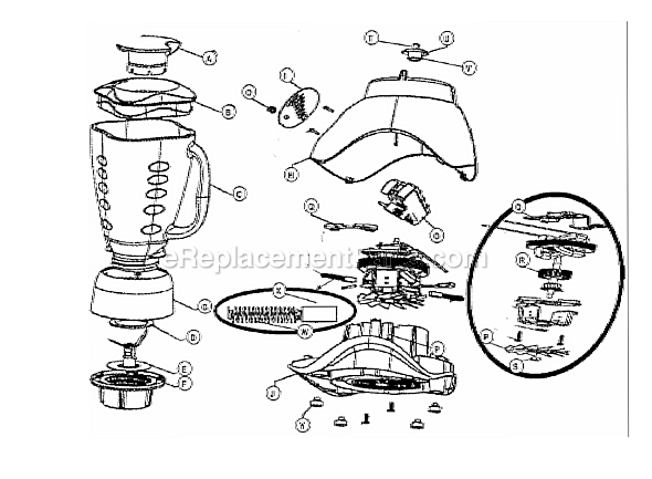 Page A Diagram and Parts List for 6763  Oster Blender