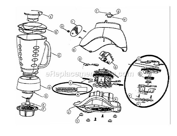 Page A Diagram and Parts List for 6765  Oster Blender