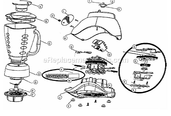Page A Diagram and Parts List for 6813  Oster Blender