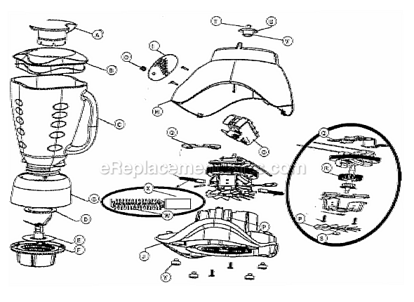 Page A Diagram and Parts List for 6814  Oster Blender