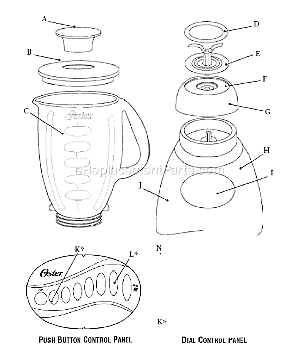 Page A Diagram and Parts List for 6815  Oster Blender