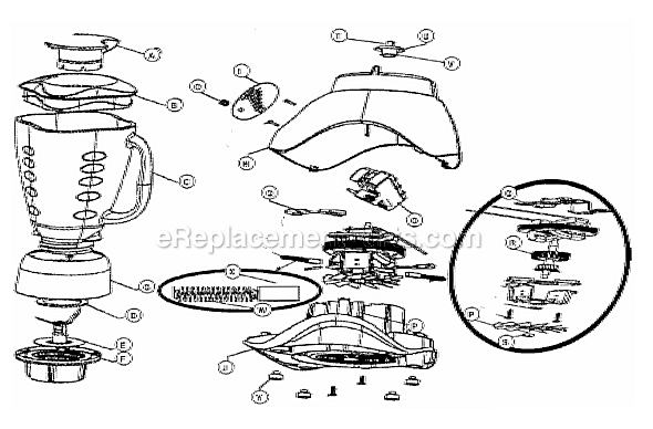 Page A Diagram and Parts List for 6817-026  Oster Blender