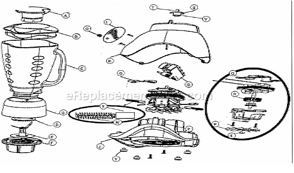 Page A Diagram and Parts List for 6820-022  Oster Blender