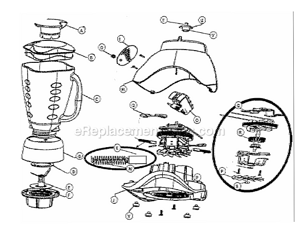 Page A Diagram and Parts List for 6835-022  Oster Blender