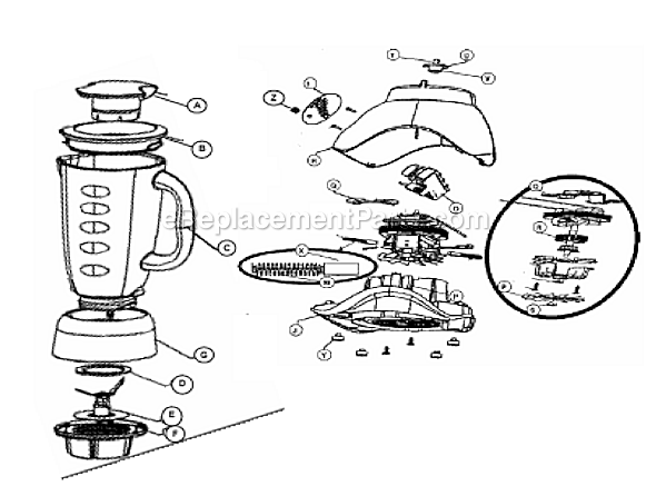 Page A Diagram and Parts List for 6864  Oster Blender