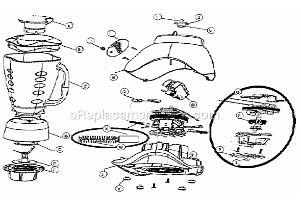 Page A Diagram and Parts List for 6870  Oster Blender