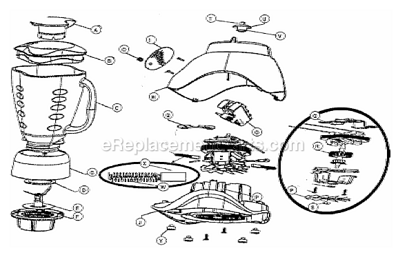 Page A Diagram and Parts List for 6874-022  Oster Blender