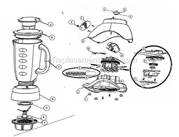 Page A Diagram and Parts List for 6875-015  Oster Blender