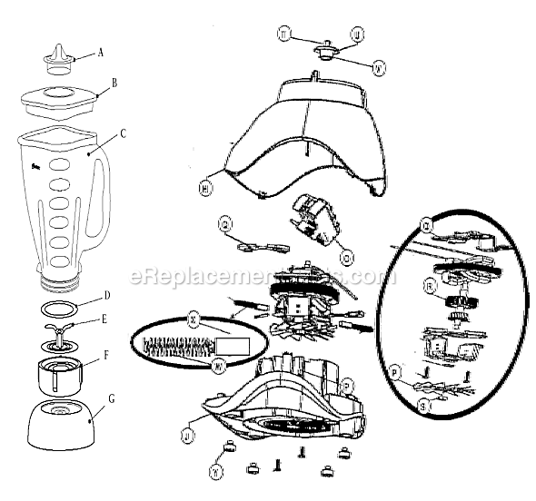 Page A Diagram and Parts List for 6896  Oster Blender