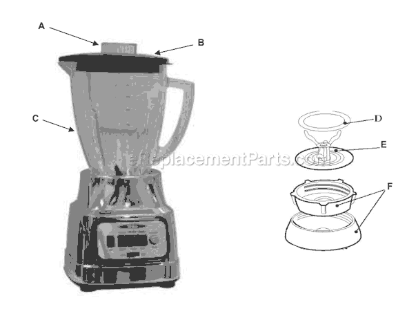 Page A Diagram and Parts List for BCBG08-C  Oster Blender
