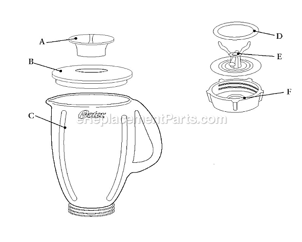 Page A Diagram and Parts List for BCCG08-C  Oster Blender