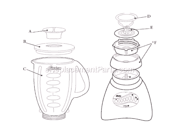 Page A Diagram and Parts List for BLSTCC-BFP  Oster Blender