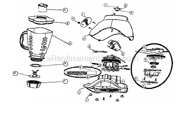 Page A Diagram and Parts List for BPHT02-B00-026  Oster Blender