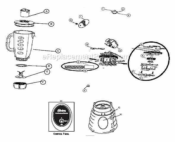 Page A Diagram and Parts List for BPST02-B  Oster Blender