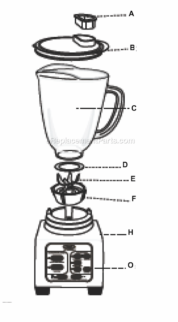 Page A Diagram and Parts List for BRLY07-B  Oster Blender