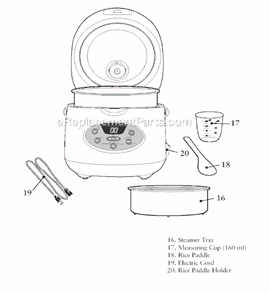 Page A Diagram and Parts List for 3072  Oster Rice Cooker Steamer