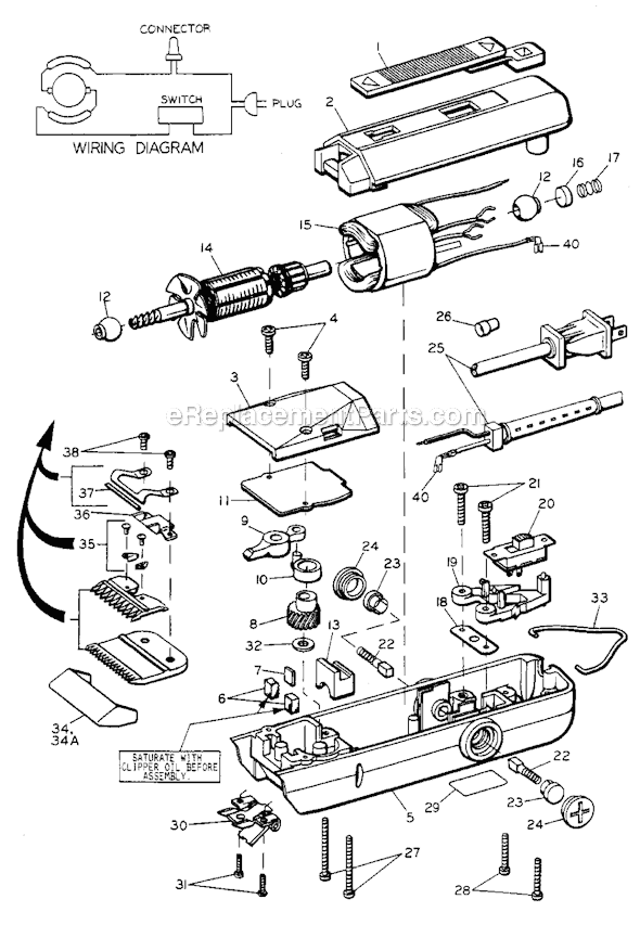 Part Location Diagram of 44946005000 Oster Pro Lever