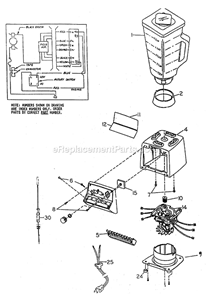 Page A Diagram and Parts List for 4117  Oster Blender