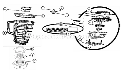Page A Diagram and Parts List for 4258-022  Oster Blender