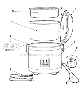 Page A Diagram and Parts List for 4715  Oster Rice Cooker Steamer