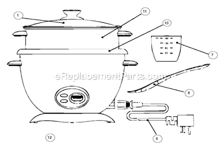 Page A Diagram and Parts List for 4731  Oster Rice Cooker Steamer