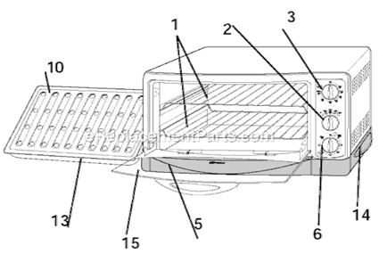 Part Location Diagram of 108935-003-000 Oster Rack Wire