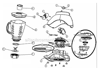 Page A Diagram and Parts List for 6629  Oster Blender