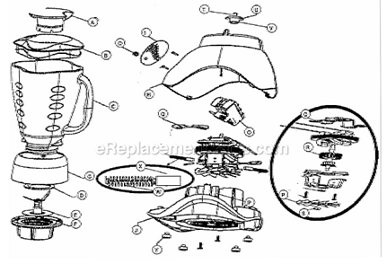 Page A Diagram and Parts List for 6694-015  Oster Blender