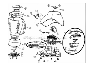 Page A Diagram and Parts List for 6765  Oster Blender