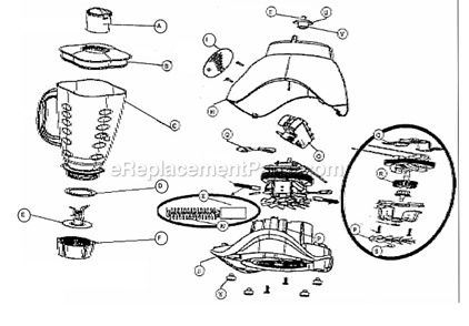 Page A Diagram and Parts List for 6793-027  Oster Blender