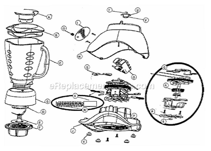 Page A Diagram and Parts List for 6819  Oster Blender