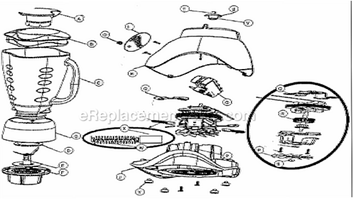 Page A Diagram and Parts List for 6820-022  Oster Blender