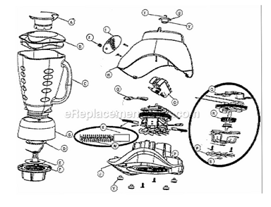Page A Diagram and Parts List for 6824  Oster Blender